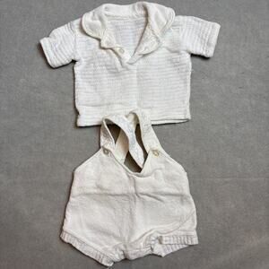 Vintage 1950’s White Jumper And Knit‎ Shirt Lace Embroidery Babtism Blessing